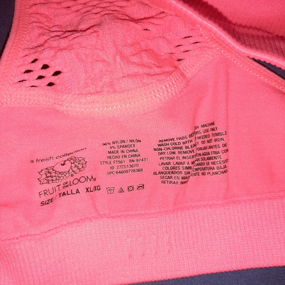 FRUIT OF THE LOOM - Cute Racer Back Sports Bra - Size: XL - Picture 4 of 8